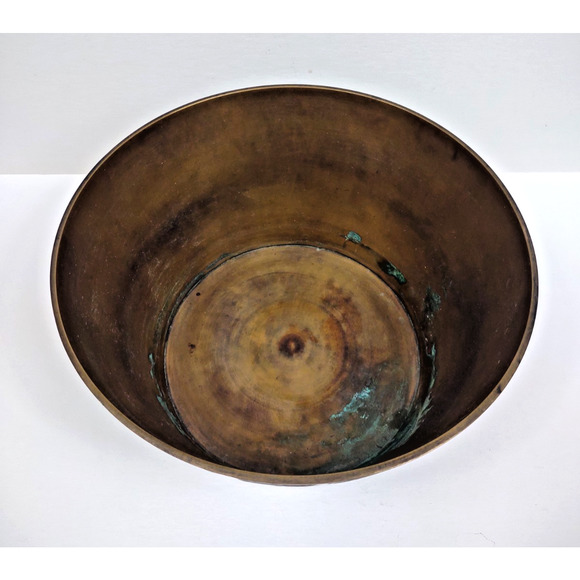 Vintage Solid Brass Heavy Jardineer Planter Urn Pot 9" Geometric Pattern Moorish - Picture 10 of 10